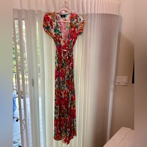 Vici What In Carnation Bardot Wrap Maxi Dress